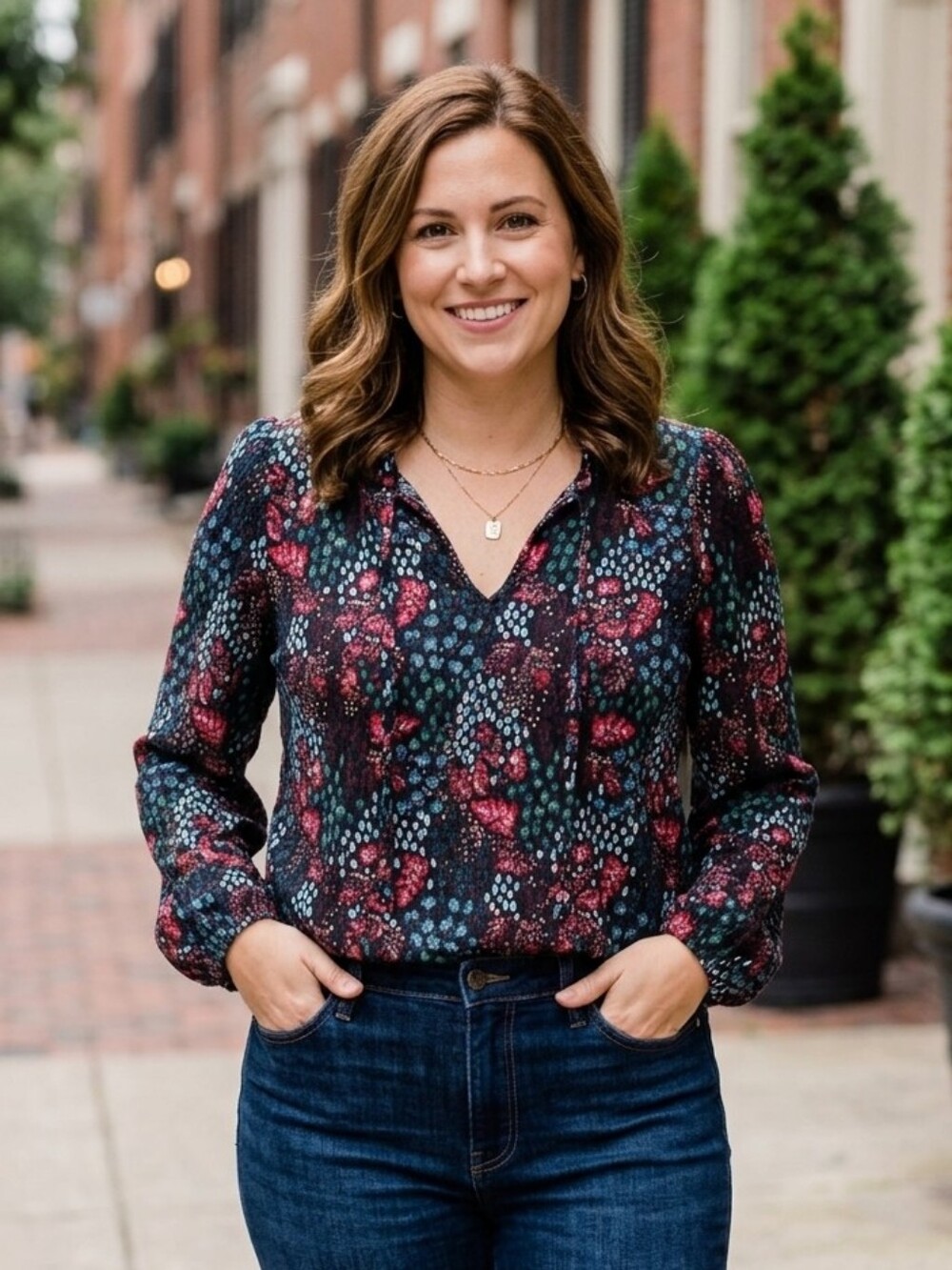 {LOFT} Floral Print Textured Women's Top - Size XL